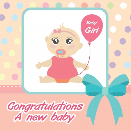 card new born baby girlのイラスト素材