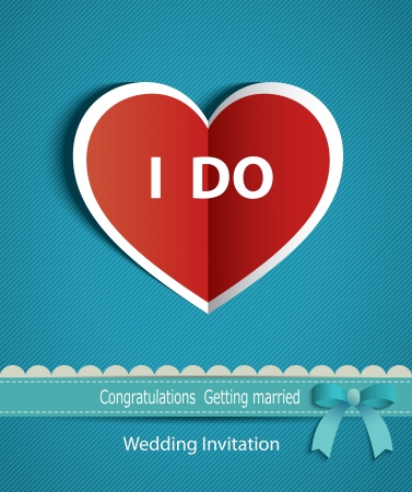 wedding card in the form of heart paper with ribbon  のイラスト素材