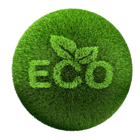 eco symbol grass on the world の写真素材