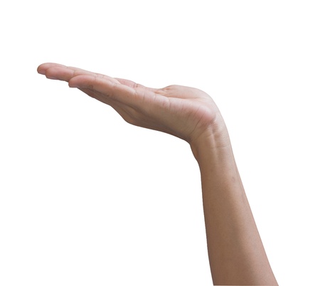 Woman hand  isolated on white background の写真素材