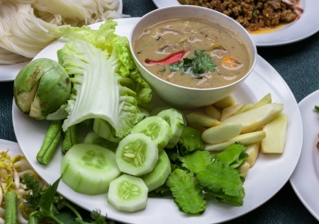 lon taojio,simmer ,coconut milk and fermented soya bean sauceの写真素材