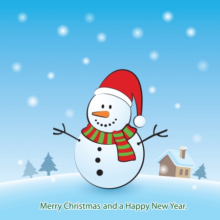 Merry Christmas background with snowmanのイラスト素材