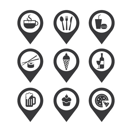 mapping pins icon food and drinkのイラスト素材