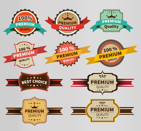 Vintage Labels  set discount and premiumのイラスト素材