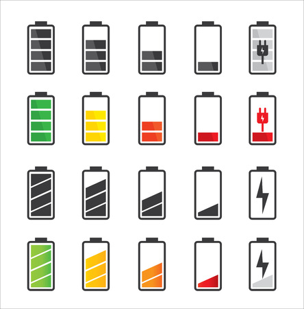 Battery icon set Set of battery charge level indicators Battery icon set Set of battery charge level indicators