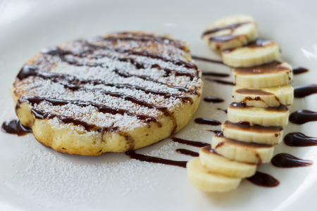pancake with bananaの写真素材