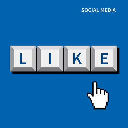 cursor hand click like button.social media conceptのイラスト素材
