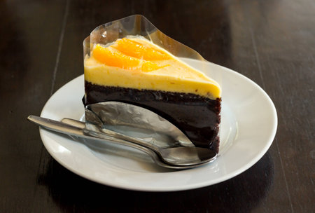 chocolate cake with orangesの写真素材