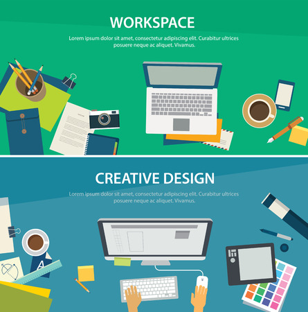 workspace and creative design banner templateのイラスト素材