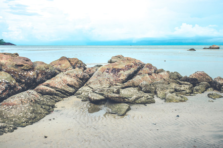 vintage  tropical beach and blue skyの写真素材