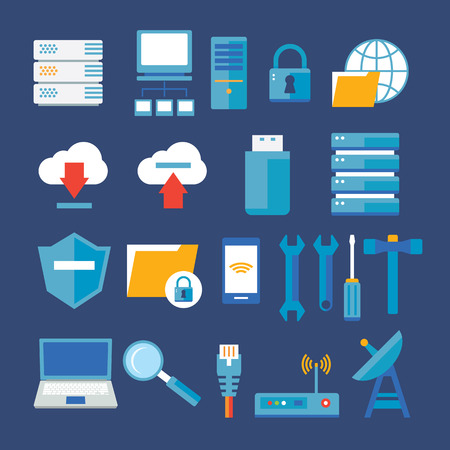 computer network and database flat iconのイラスト素材