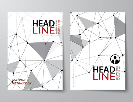 set of abstract technology business magazine cover , flyer, brochure flat design templateのイラスト素材