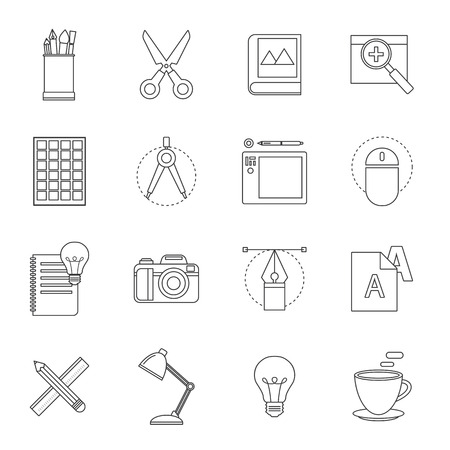 designer tool thin line iconのイラスト素材