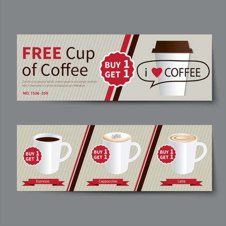 coffee coupon discount template flat designのイラスト素材