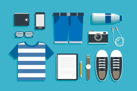 teenage travel accessories flat designのイラスト素材