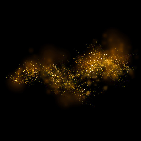 Gold glittering star light and bokeh.Magic dust abstract background element for your product.の写真素材