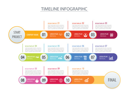 Infographic timeline template business concept arrows.Vector can be used for workflow layout, diagram, number step up options, web designのイラスト素材