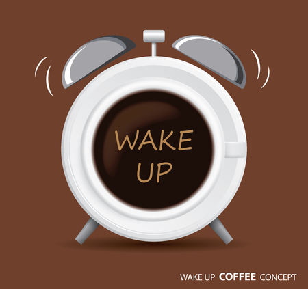 wake up coffee  and  alarm clock concept backgroundのイラスト素材