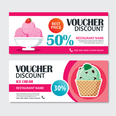Discount voucher set of ice cream template design.のイラスト素材