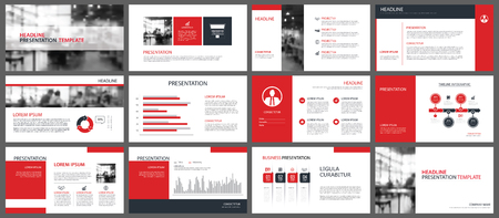 Red presentation templates and infographics elements background. Use for business annual report, flyer, corporate marketing, leaflet, advertising, brochure, modern style.のイラスト素材