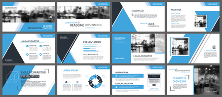 Blue presentation templates and infographics elements background. Use for business annual report, flyer, corporate marketing, leaflet, advertising, brochure, modern style.のイラスト素材
