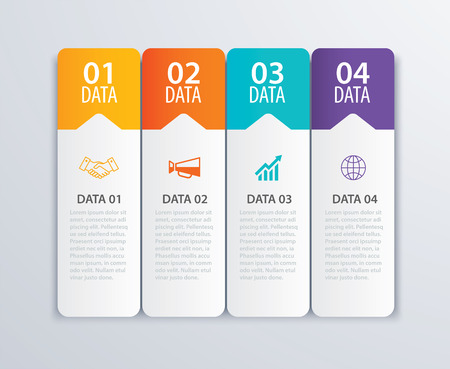 4 infographic tab index banner design vector and marketing template business. Can be used for workflow layout, diagram, annual report, web design. Business concept with steps processes.のイラスト素材