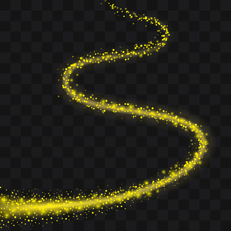 Gold glittering trail sparkling stardust abstract particles on background. Use for your product element.のイラスト素材