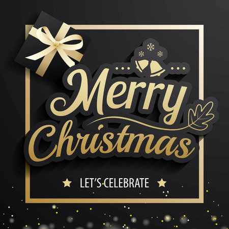 Christmas greeting card and party invitation on black background.のイラスト素材