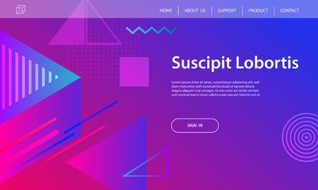 Website template design and landing page geometric shapes background. Vector illustration for apps development, mobile, ui template.のイラスト素材