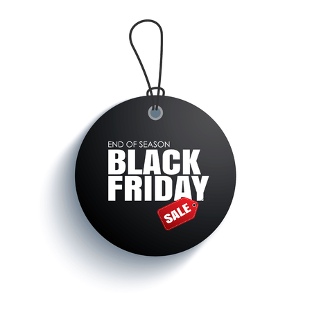 Black friday sale tag circle banner on the ropeのイラスト素材