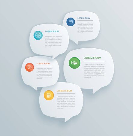 5 infographics with bubble speech template design.のイラスト素材
