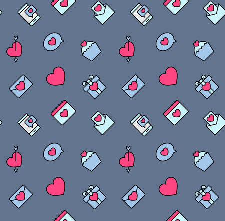 Valentine's Day patterns seamless with hearts and valentine symbol.のイラスト素材
