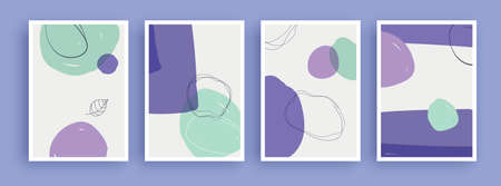 Abstract art painting with pastel colors background. Minimalist geometric elements and hand drawn...