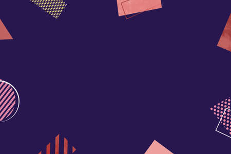 Abstract minimalist geometric shape and line in dark purple background with space for text.