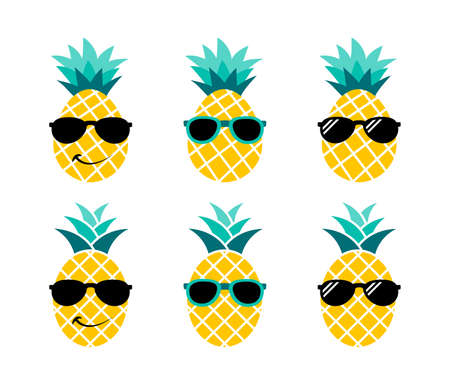Pineapple with sunglasses. Summer vacation concept.のイラスト素材