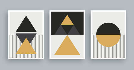 Abstract art painting with boho colors background. Minimalist modern painting geometric elements.のイラスト素材