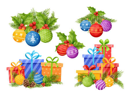 Christmas decoration watercolor style isolated on white background.のイラスト素材