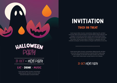Halloween party invitations or greeting cards background. Halloween illustration template for banner, poster, flyer, sale, and all design.のイラスト素材