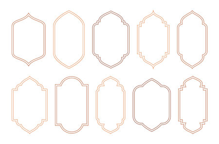 Islamic and ramadan kareem windows in oriental style. Border and frame with modern boho design template.のイラスト素材