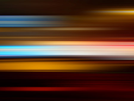 Abstract red light speed line in dark background. City light trails blur.の写真素材