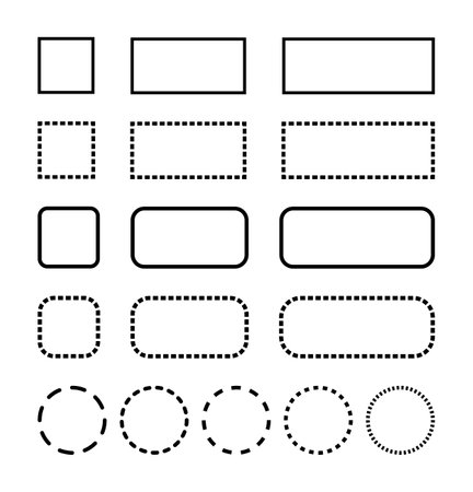 Rectangle and cricle shape solid and dot outline background.のイラスト素材