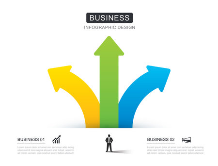 3 data infographics arrow way template. Illustration abstract background.のイラスト素材