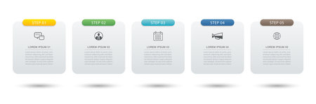 5 data infographics tab paper index template. Illustration abstract background.のイラスト素材