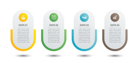 4 data infographics tab paper index template. Illustration business abstract background.のイラスト素材