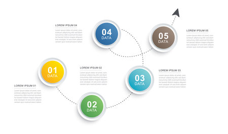 5 data infographics timeline template. Illustration business abstract background.のイラスト素材