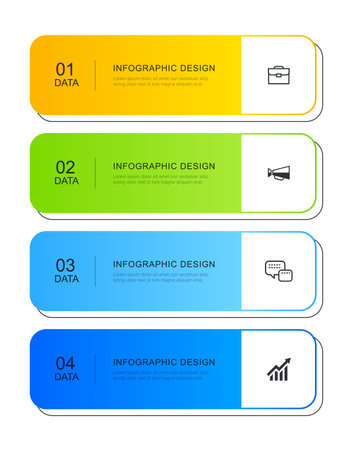 4 modern data infographics tab index template. Illustration abstract background.のイラスト素材