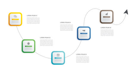 5 data infographics timeline template. Illustration business abstract background.のイラスト素材