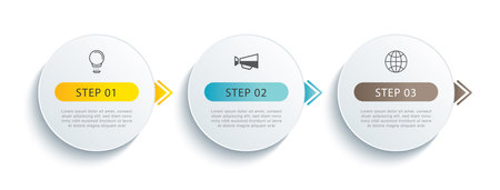 Infographics circle timeline with 3 number data template. Vector illustration abstract background.のイラスト素材