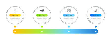 Infographics circle timeline with 4 number data template. Illustration abstract background.のイラスト素材