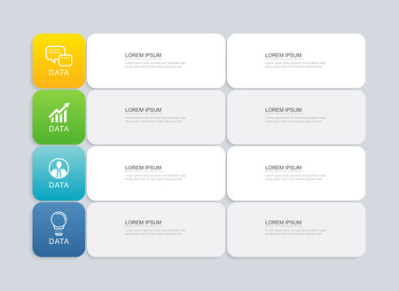 4 data infographics table layout tab paper template. Illustration abstract background.のイラスト素材
